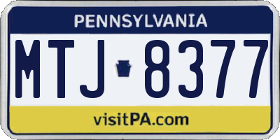 PA license plate MTJ8377