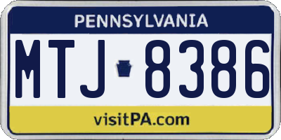 PA license plate MTJ8386