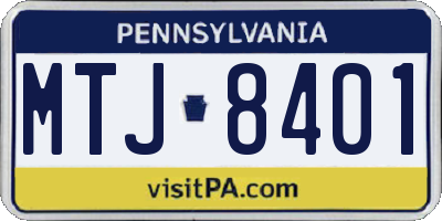 PA license plate MTJ8401