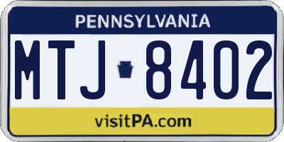 PA license plate MTJ8402