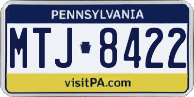 PA license plate MTJ8422