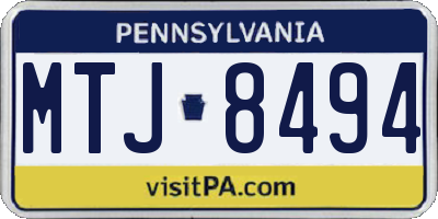 PA license plate MTJ8494