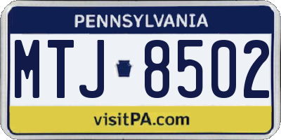 PA license plate MTJ8502