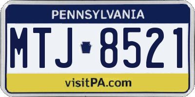 PA license plate MTJ8521