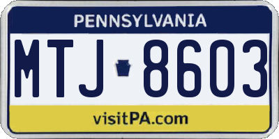 PA license plate MTJ8603
