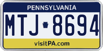 PA license plate MTJ8694