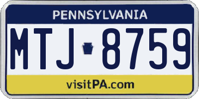 PA license plate MTJ8759