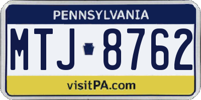 PA license plate MTJ8762