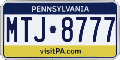 PA license plate MTJ8777