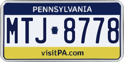 PA license plate MTJ8778