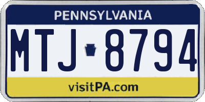 PA license plate MTJ8794