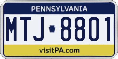 PA license plate MTJ8801