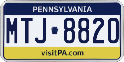 PA license plate MTJ8820
