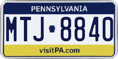 PA license plate MTJ8840