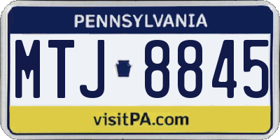 PA license plate MTJ8845