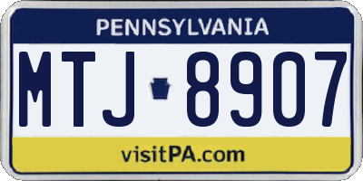 PA license plate MTJ8907