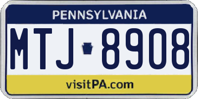 PA license plate MTJ8908