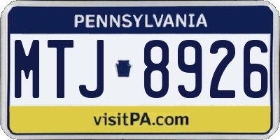 PA license plate MTJ8926