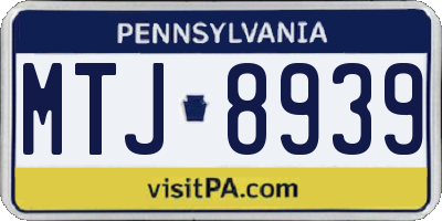 PA license plate MTJ8939
