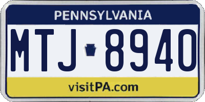 PA license plate MTJ8940