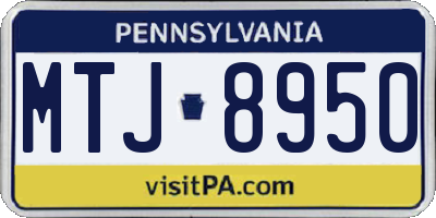 PA license plate MTJ8950