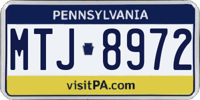 PA license plate MTJ8972