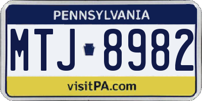 PA license plate MTJ8982