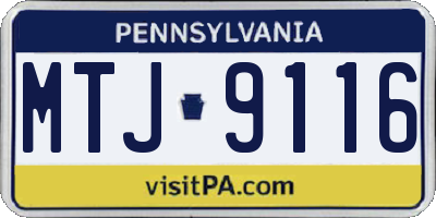 PA license plate MTJ9116
