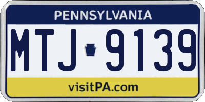 PA license plate MTJ9139
