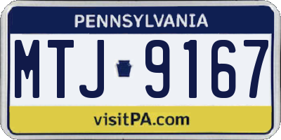 PA license plate MTJ9167