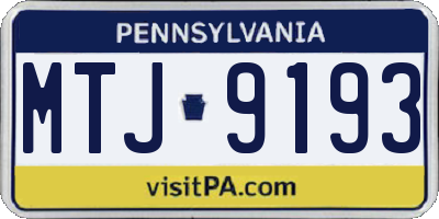 PA license plate MTJ9193