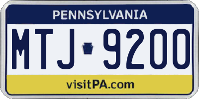 PA license plate MTJ9200