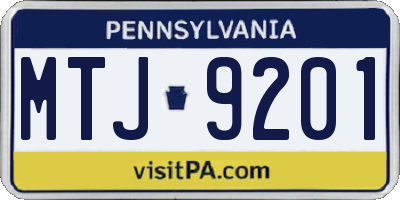 PA license plate MTJ9201