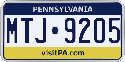 PA license plate MTJ9205