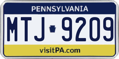 PA license plate MTJ9209