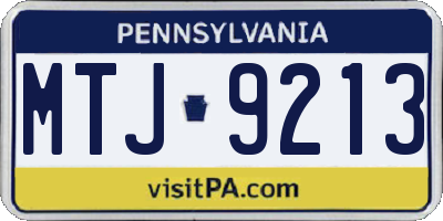 PA license plate MTJ9213