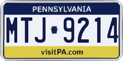 PA license plate MTJ9214