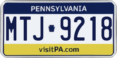PA license plate MTJ9218