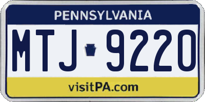 PA license plate MTJ9220