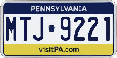 PA license plate MTJ9221