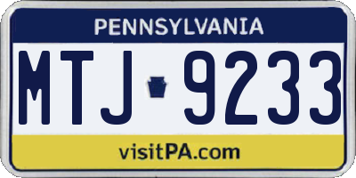 PA license plate MTJ9233