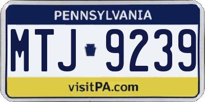 PA license plate MTJ9239