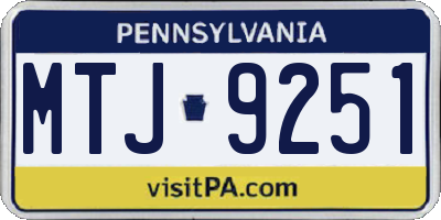 PA license plate MTJ9251