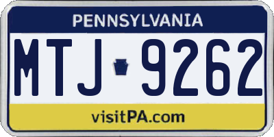 PA license plate MTJ9262