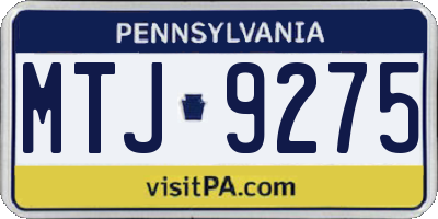 PA license plate MTJ9275