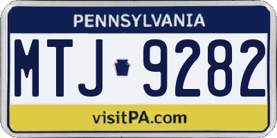 PA license plate MTJ9282