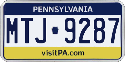 PA license plate MTJ9287