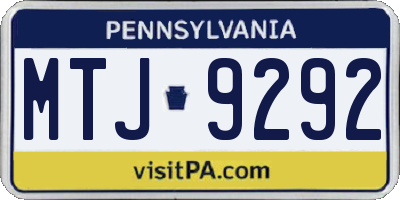 PA license plate MTJ9292