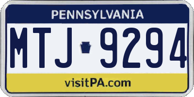 PA license plate MTJ9294