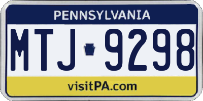 PA license plate MTJ9298